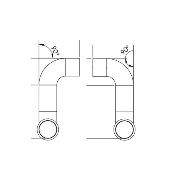 5 INCH DOUBLE BEND CHROME PLATED DRIVER SIDE 90° x 90° DEGREE BEND - Image 2