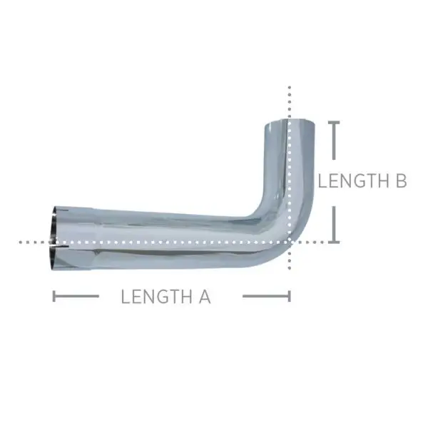 90° DEGREE WITH 5" OD X 23" X 9" LENGTH CHROME BENDS PLAIN EXPANDED - Image 2